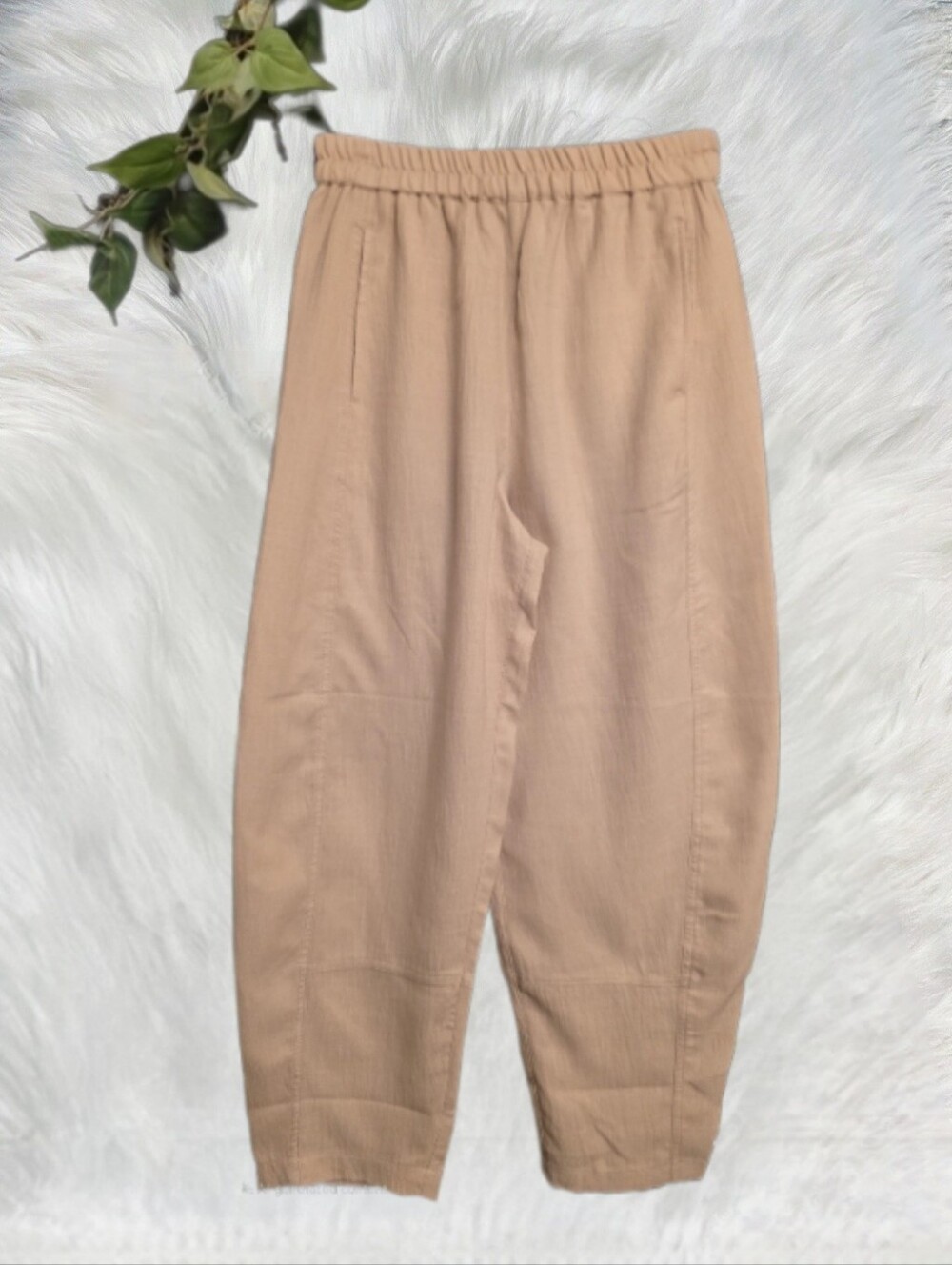 Max Studio Cream Wide-Leg Elastic Waist Pants - Picture 6 of 9